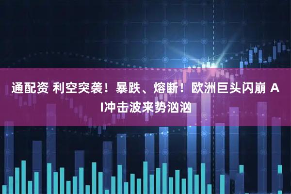 通配资 利空突袭！暴跌、熔断！欧洲巨头闪崩 AI冲击波来势汹汹