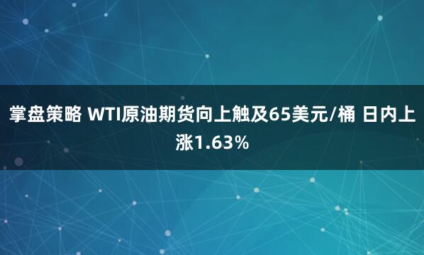 掌盘策略 WTI原油期货向上触及65美元/桶 日内上涨1.63%